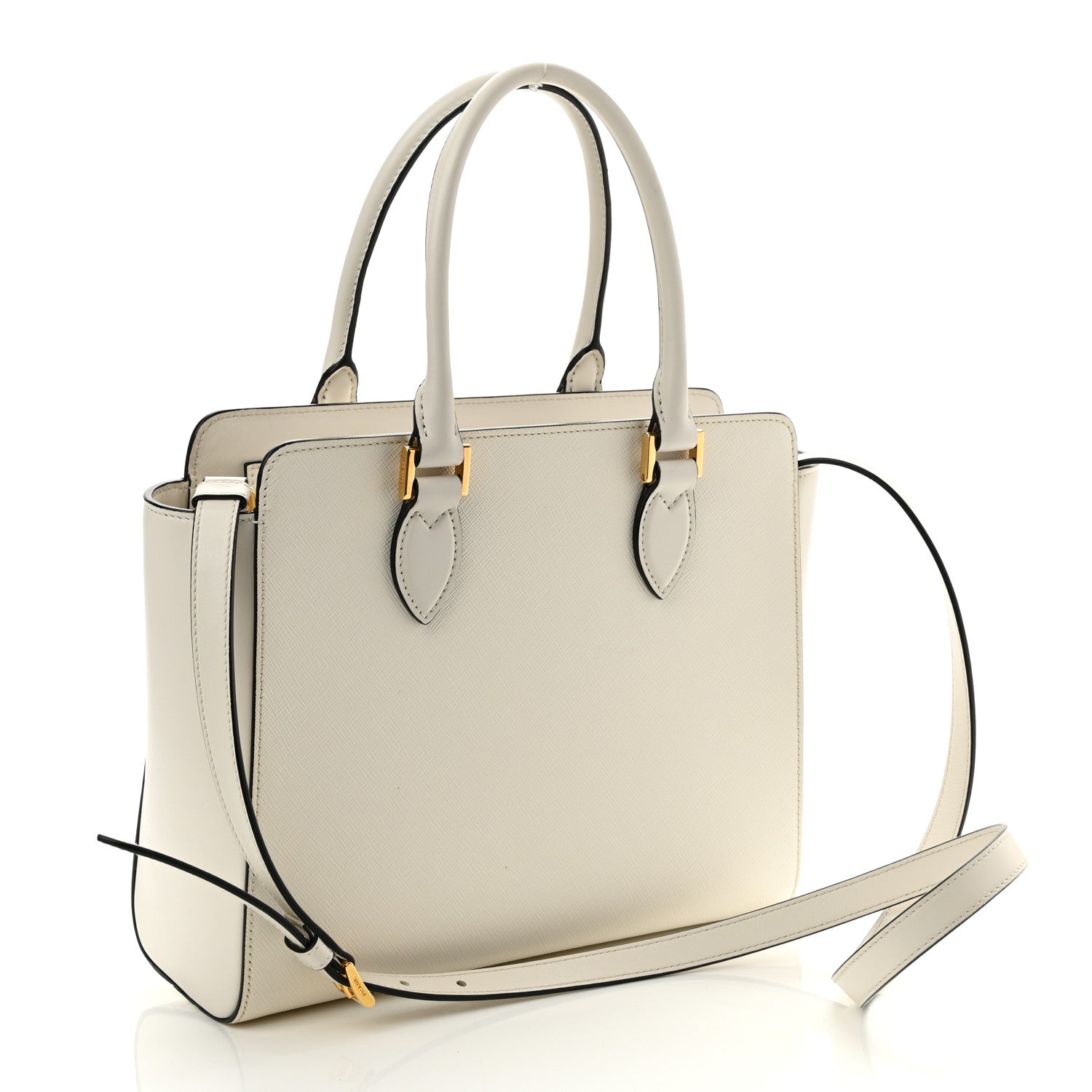 Prada Saffiano Soft Calfskin Small Zippered Tote White 3 of 10