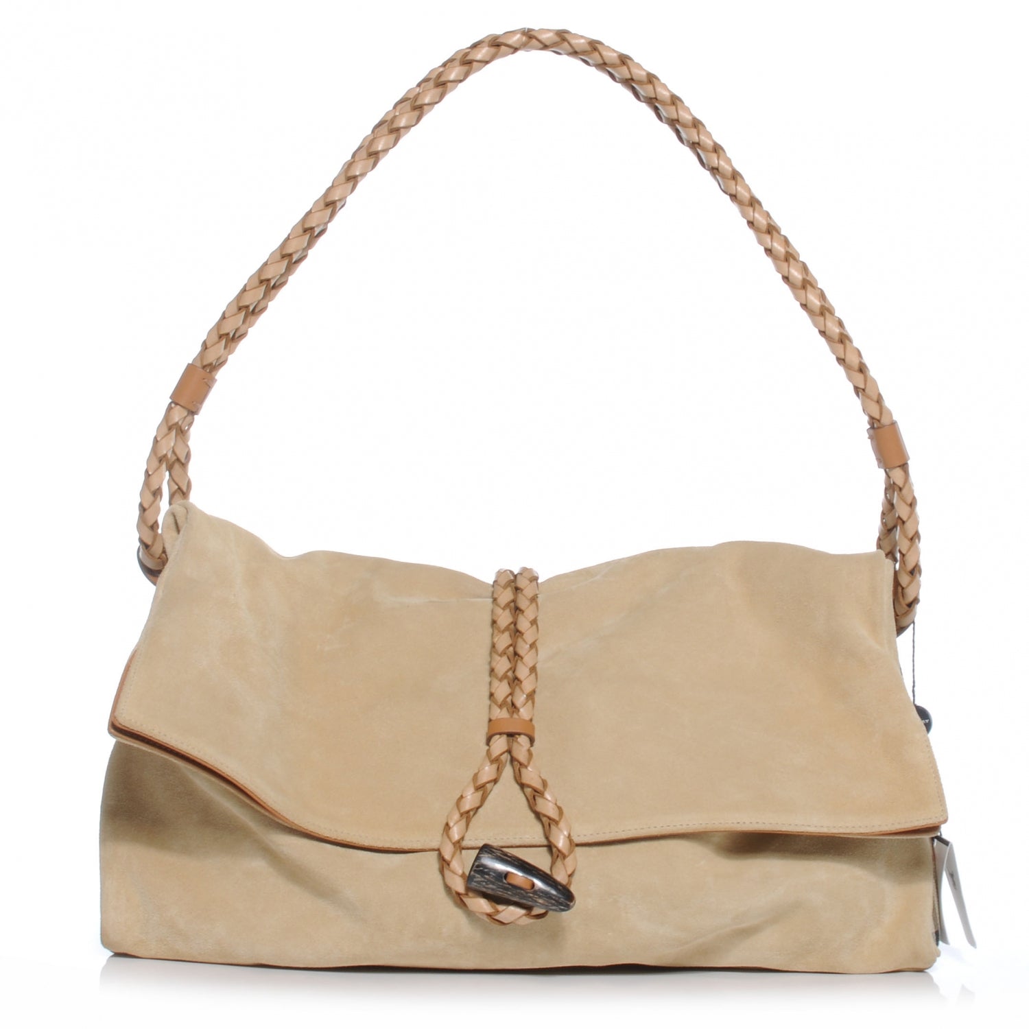 Burberry Suede Haymarket Check Horn Toggle Shoulder Bag 1 of 9