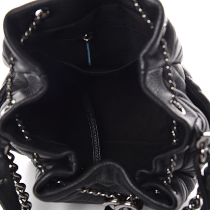 Chanel Deerskin Chevron Small CC Chain Bucket Bag Black 5 of 10