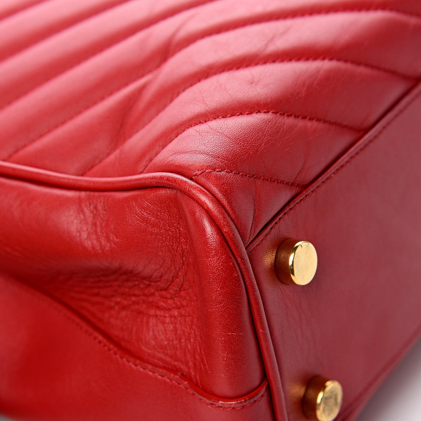 Smooth Calfskin Matelasse Chevron Monogram Shopping Bag Red
