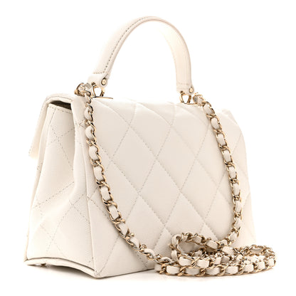 Chanel Caviar Quilted Mini Retro Twist Top Handle Flap White 3 of 14