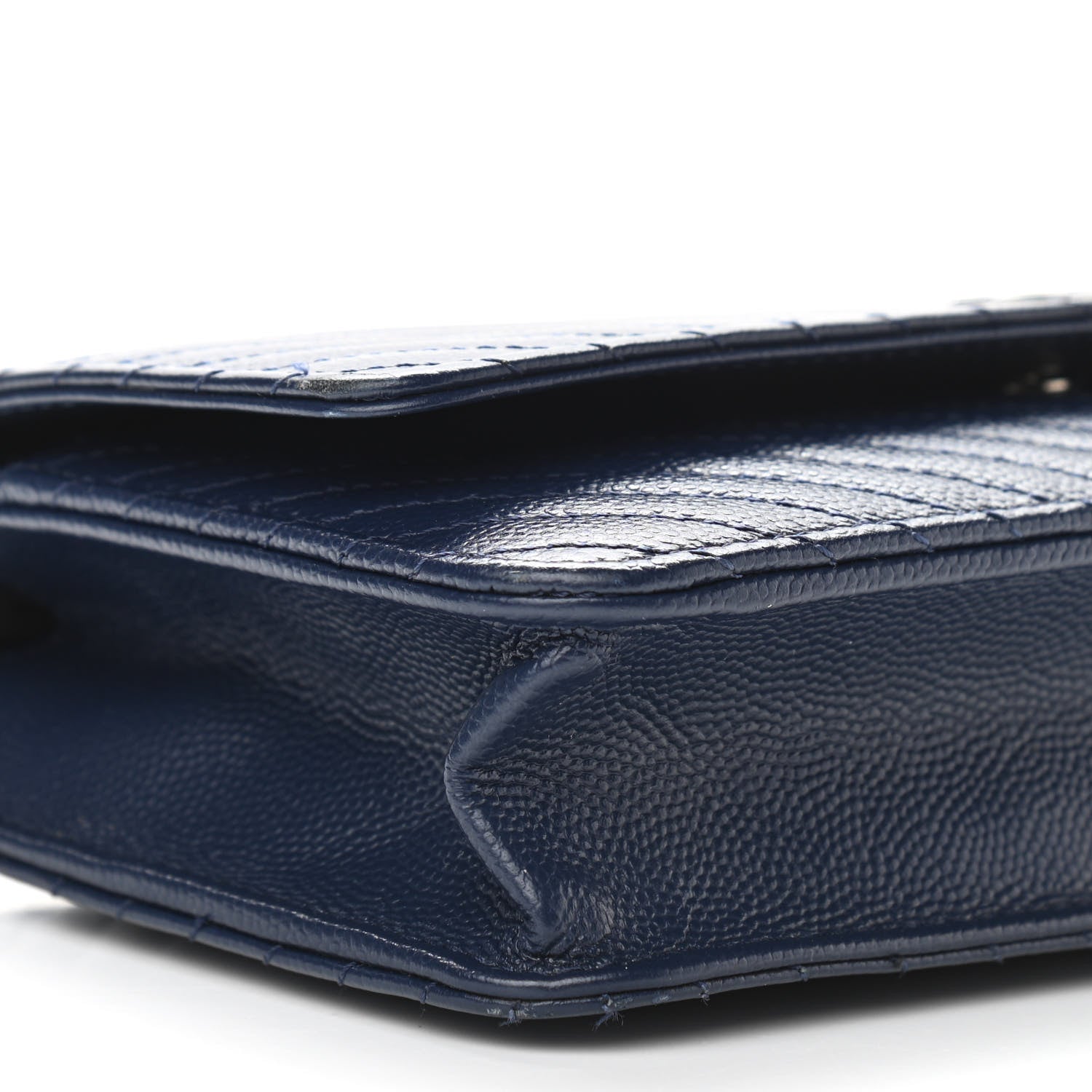 Chanel Caviar Chevron Quilted Wallet On Chain WOC Navy 10 of 11