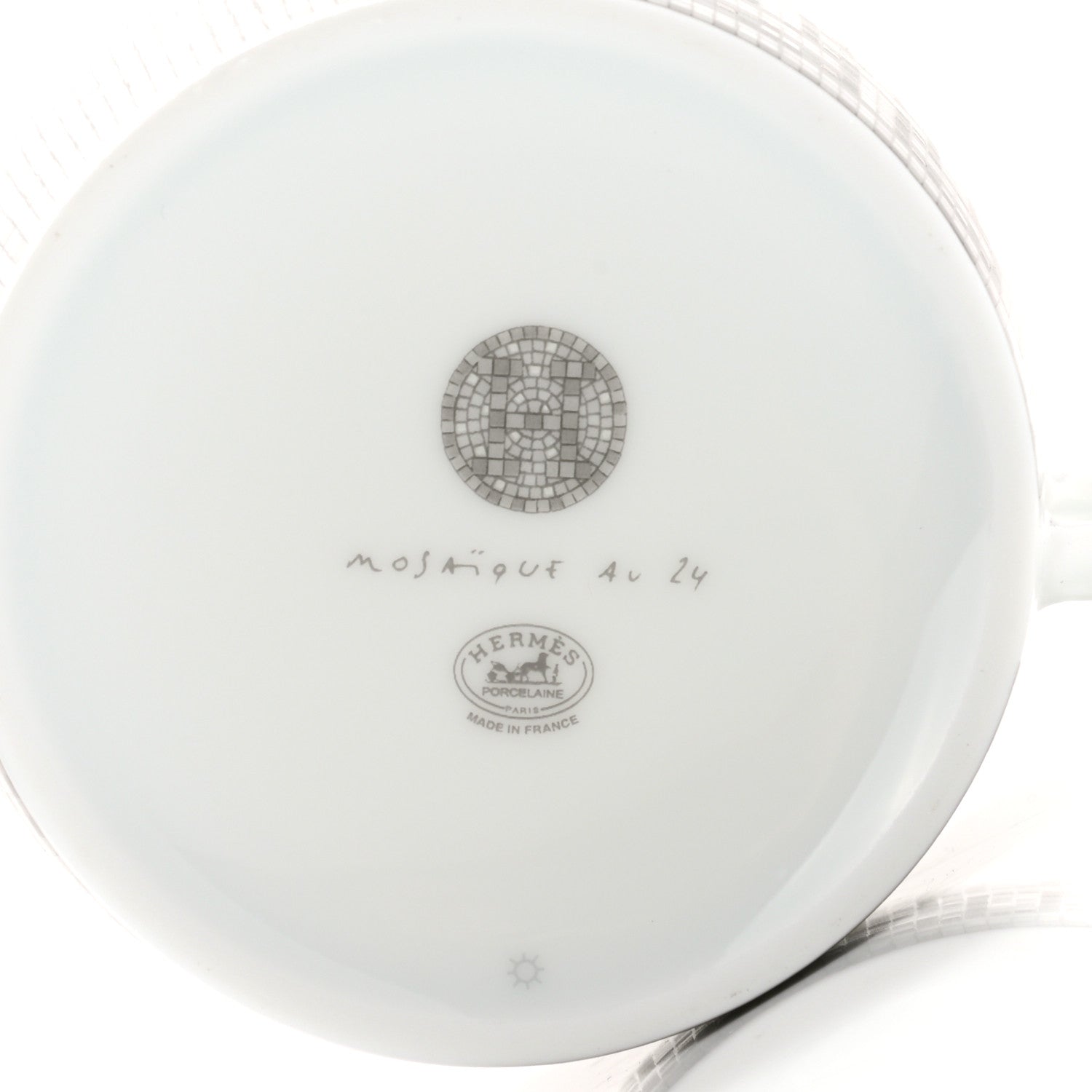 Hermes Porcelain Mosaique Au 24 Platine Tea Cup And Saucer Set Of 2 Platinum 7 of 8