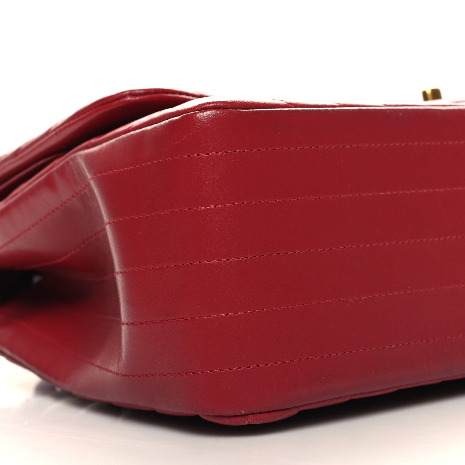 Chanel Lambskin Chevron Quilted Jumbo Double Flap Dark Red 9 of 10