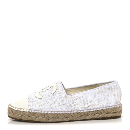 Chanel Patent Sequin CC Espadrilles 39 White 1 of 11