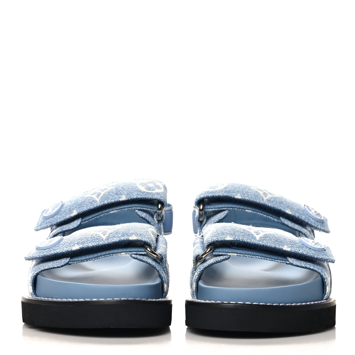 Monogram Denim Paseo Flat Comfort Sandals 35 Light Blue