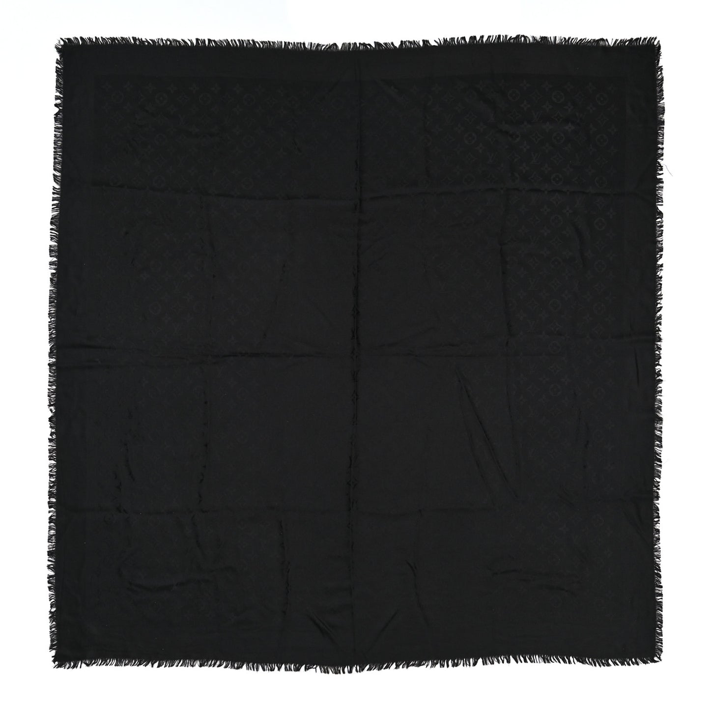 Silk Wool Monogram Shawl Black