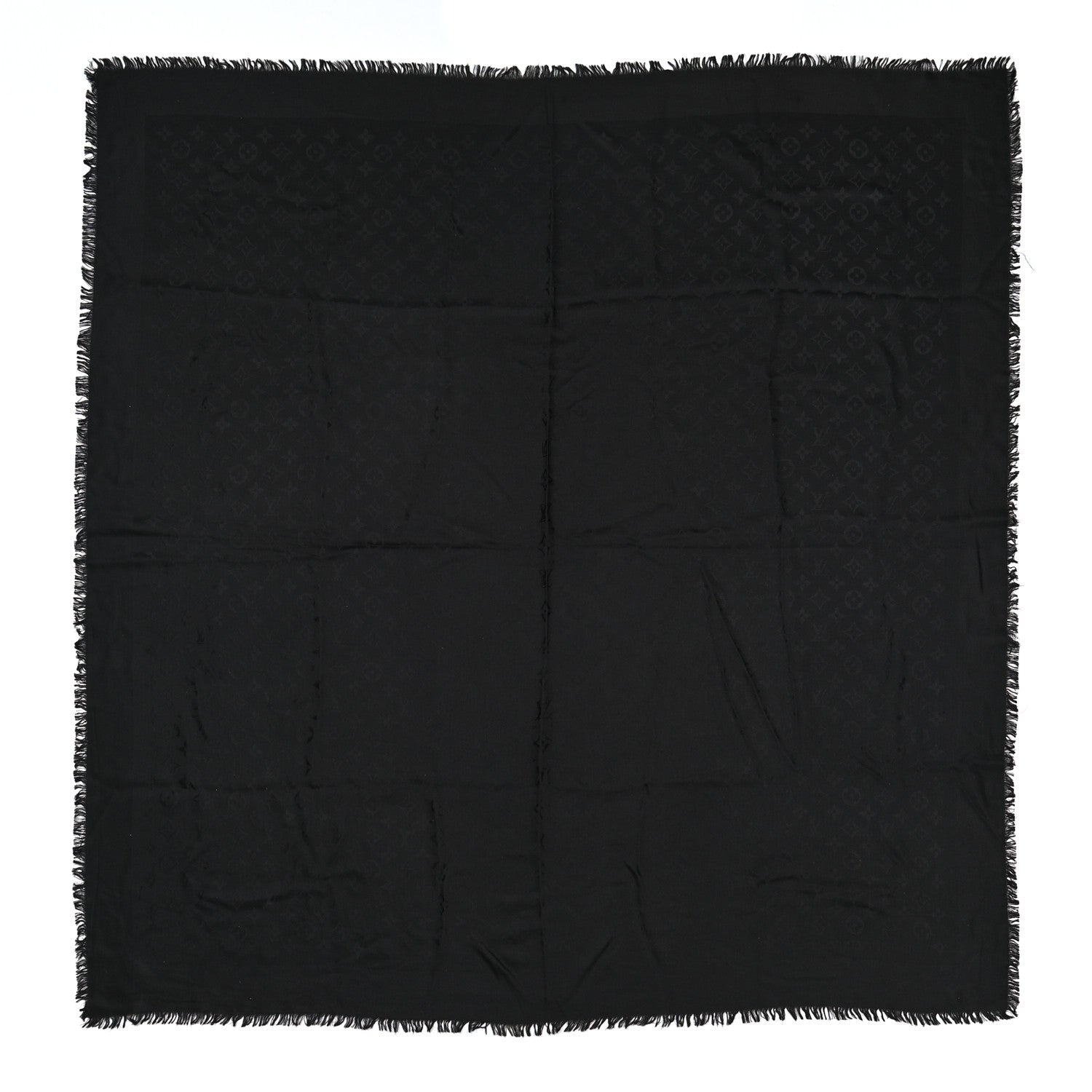 Louis Vuitton Silk Wool Monogram Shawl Black 1 of 7