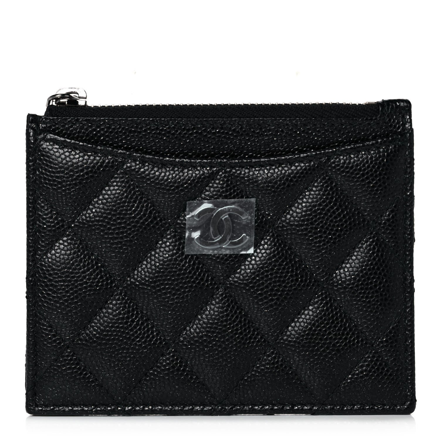 Chanel Iridescent Caviar Quilted CC Zip Card Holder Black 1 of 9