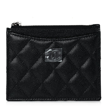Chanel Iridescent Caviar Quilted CC Zip Card Holder Black 1 of 9