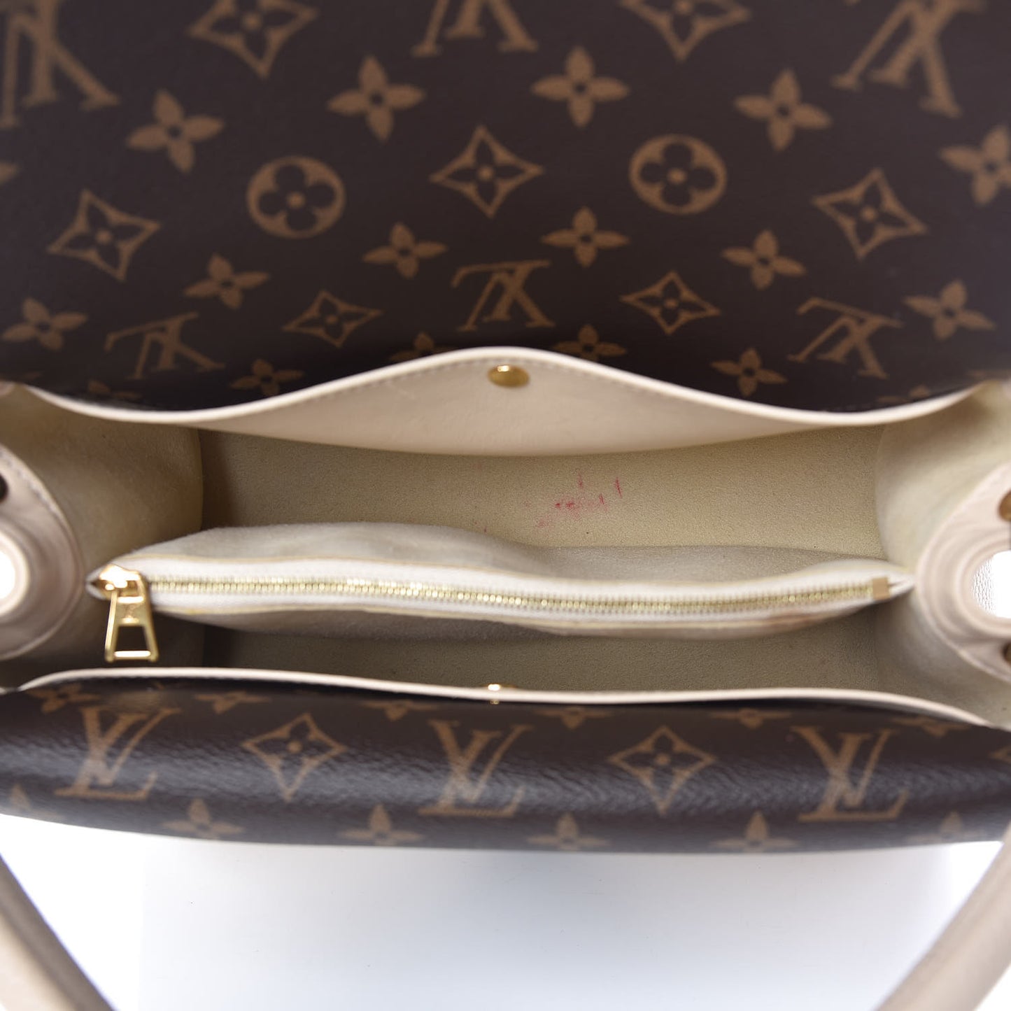Grained Calfskin Monogram Double V Creme