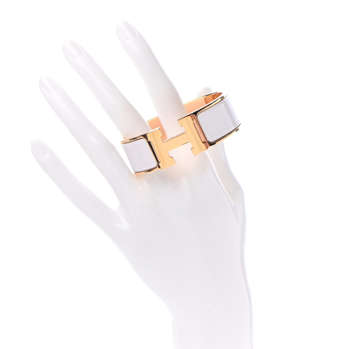 Enamel Wide Clic Clac H Bracelet PM White