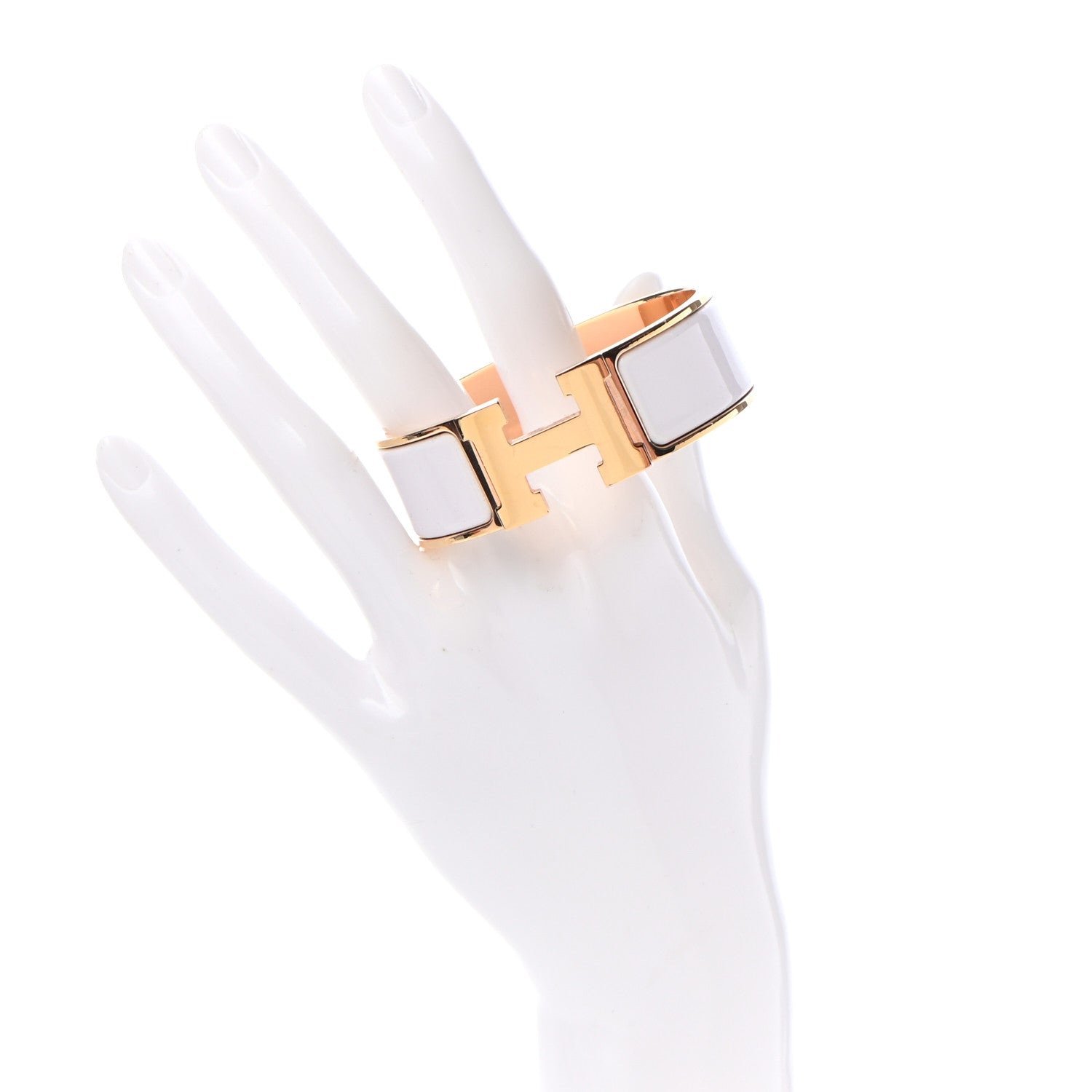 Hermes Enamel Wide Clic Clac H Bracelet PM White 2 of 4