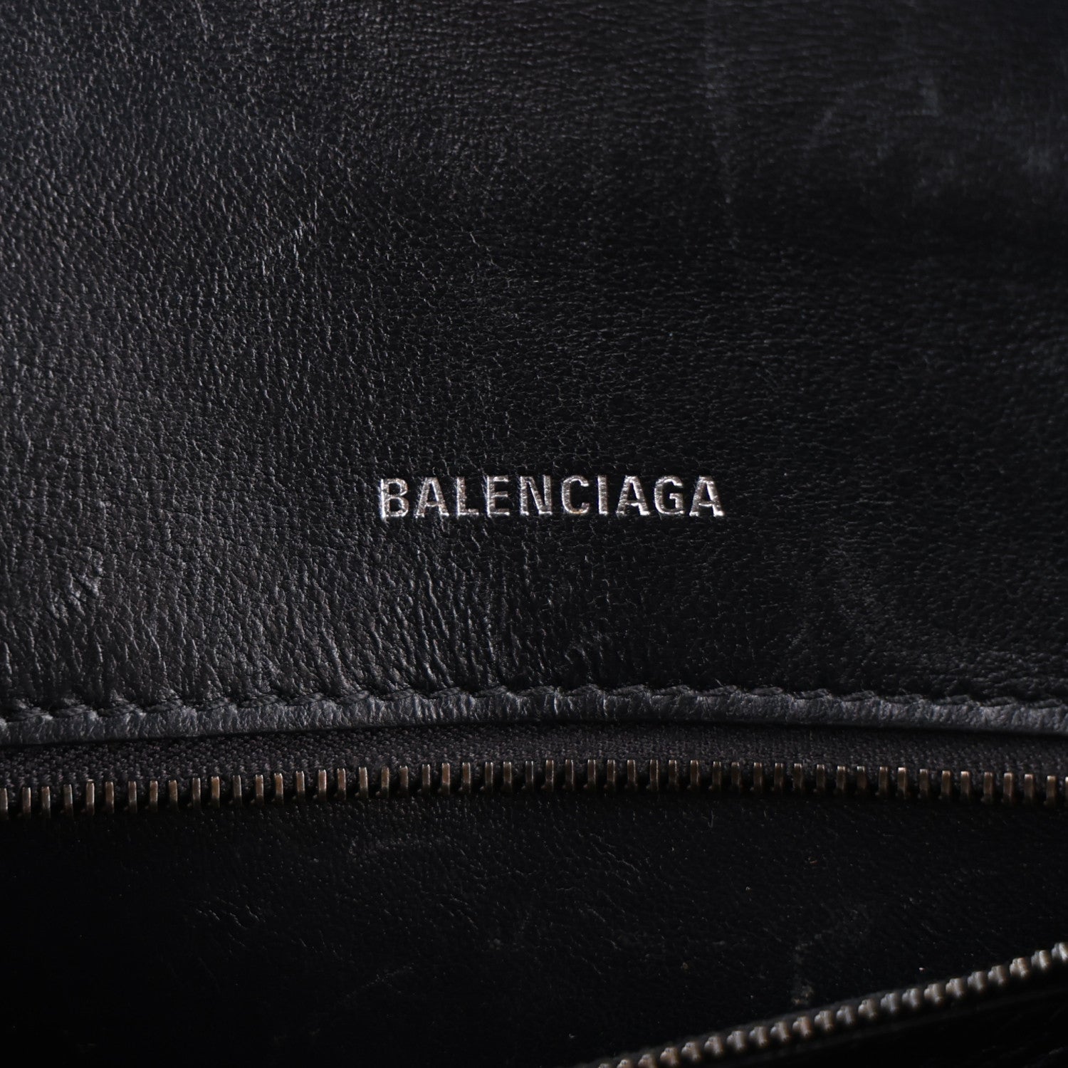 Balenciaga Shiny Calfskin Monochrome Crocodile Embossed Small Hourglass Top Handle Bag Black 6 of 10