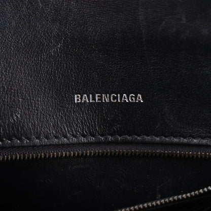 Balenciaga Shiny Calfskin Monochrome Crocodile Embossed Small Hourglass Top Handle Bag Black 6 of 10