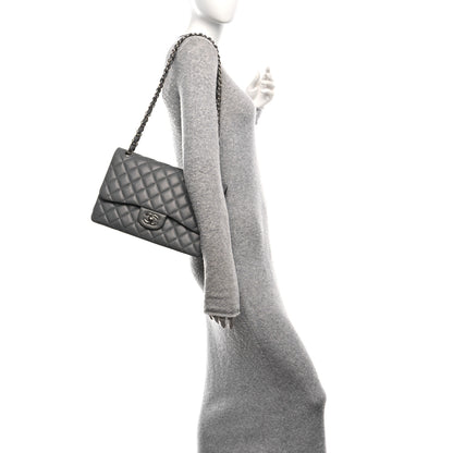 Chanel Caviar Quilted Jumbo Double Flap Grey 2 of 11