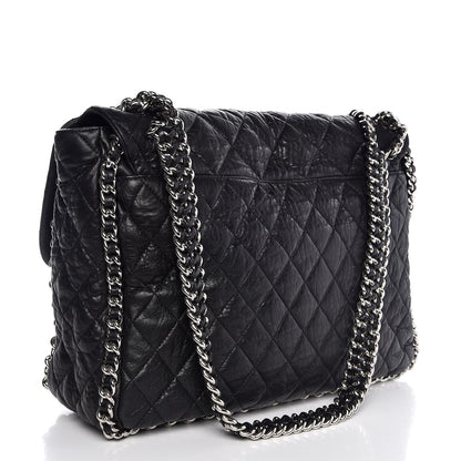 Chanel Washed Lambskin Quilted Maxi Chain Around Flap Black 3 of 7