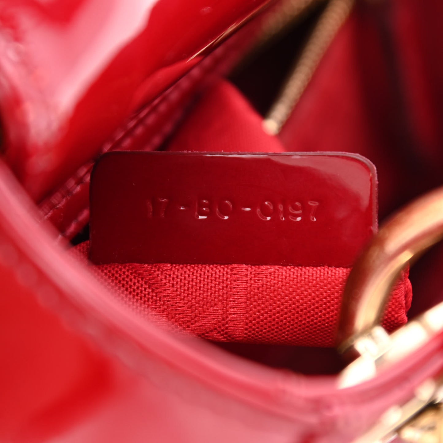 Patent Cannage Mini Lady Dior Red