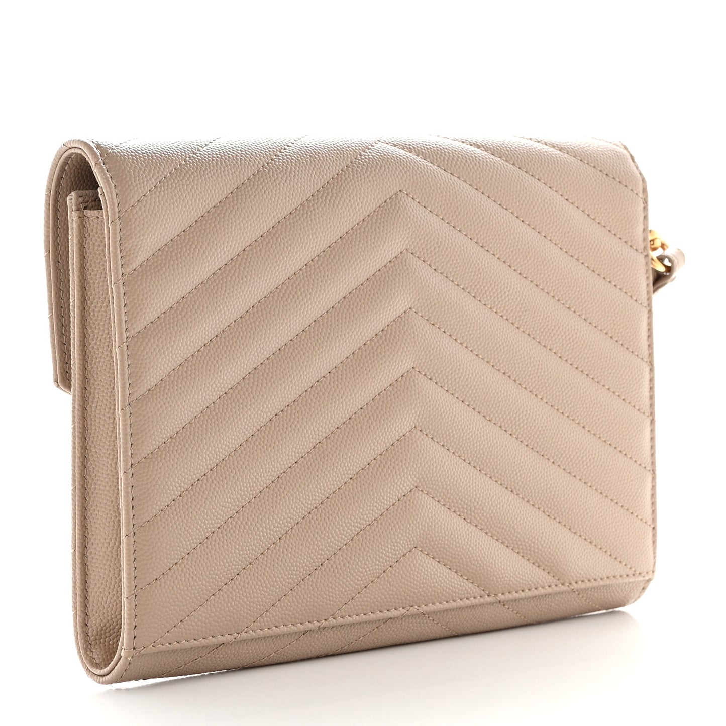 Grain De Poudre Matelasse Chevron Monogram Envelope Clutch Dark Beige