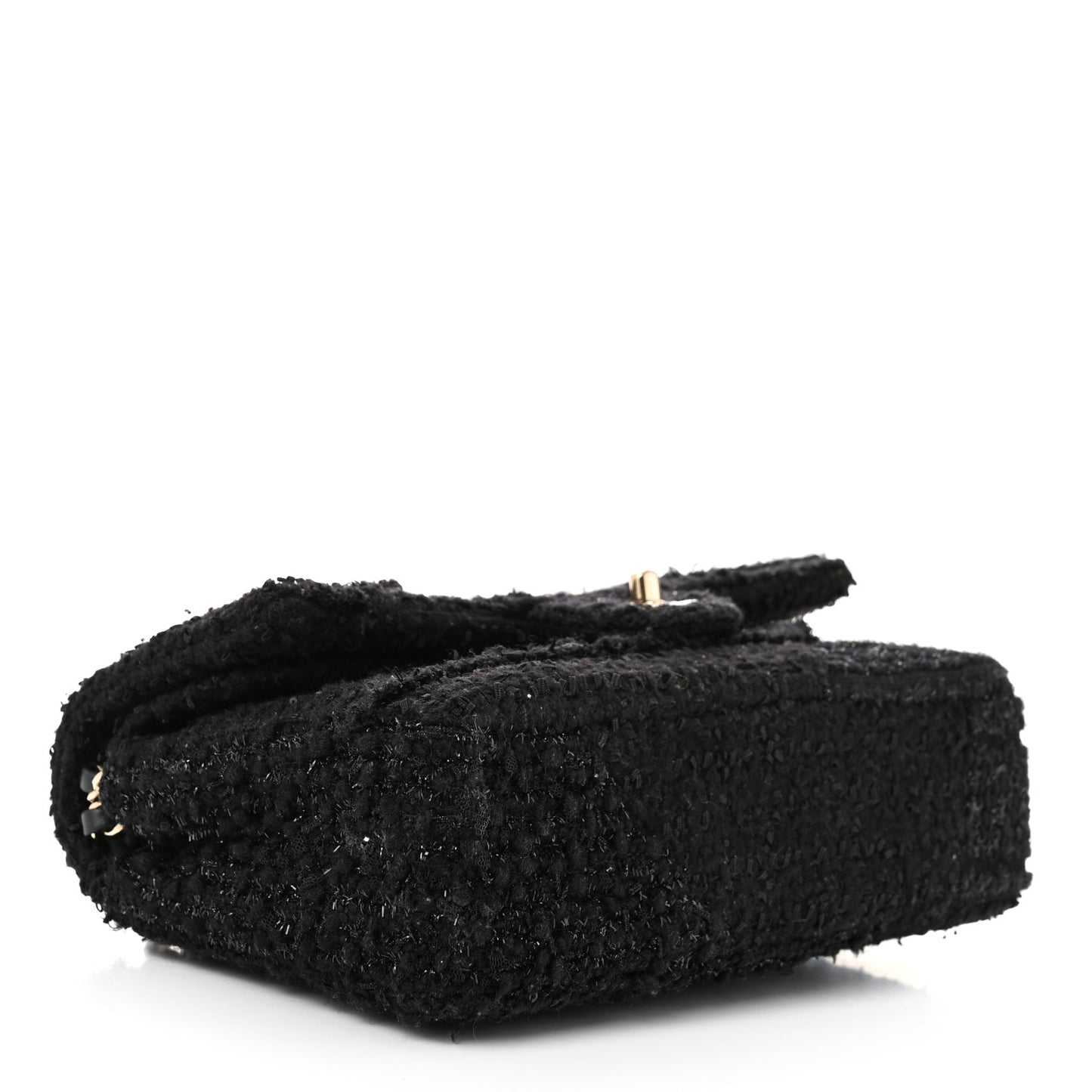 Tweed Sequin Patchwork Medium Double Flap Black