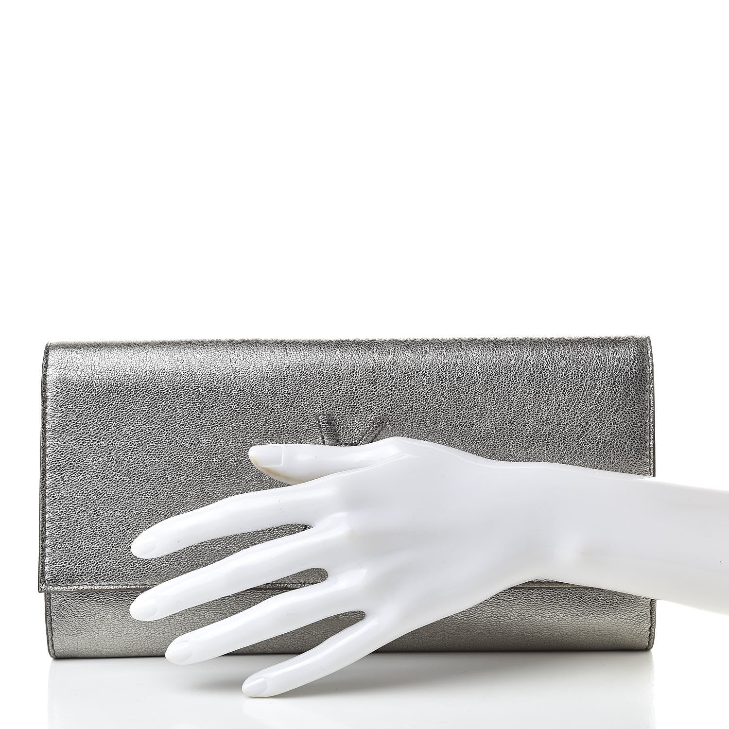 Saint Laurent Metallic Calfskin Small Belle De Jour Clutch Silver 2 of 12