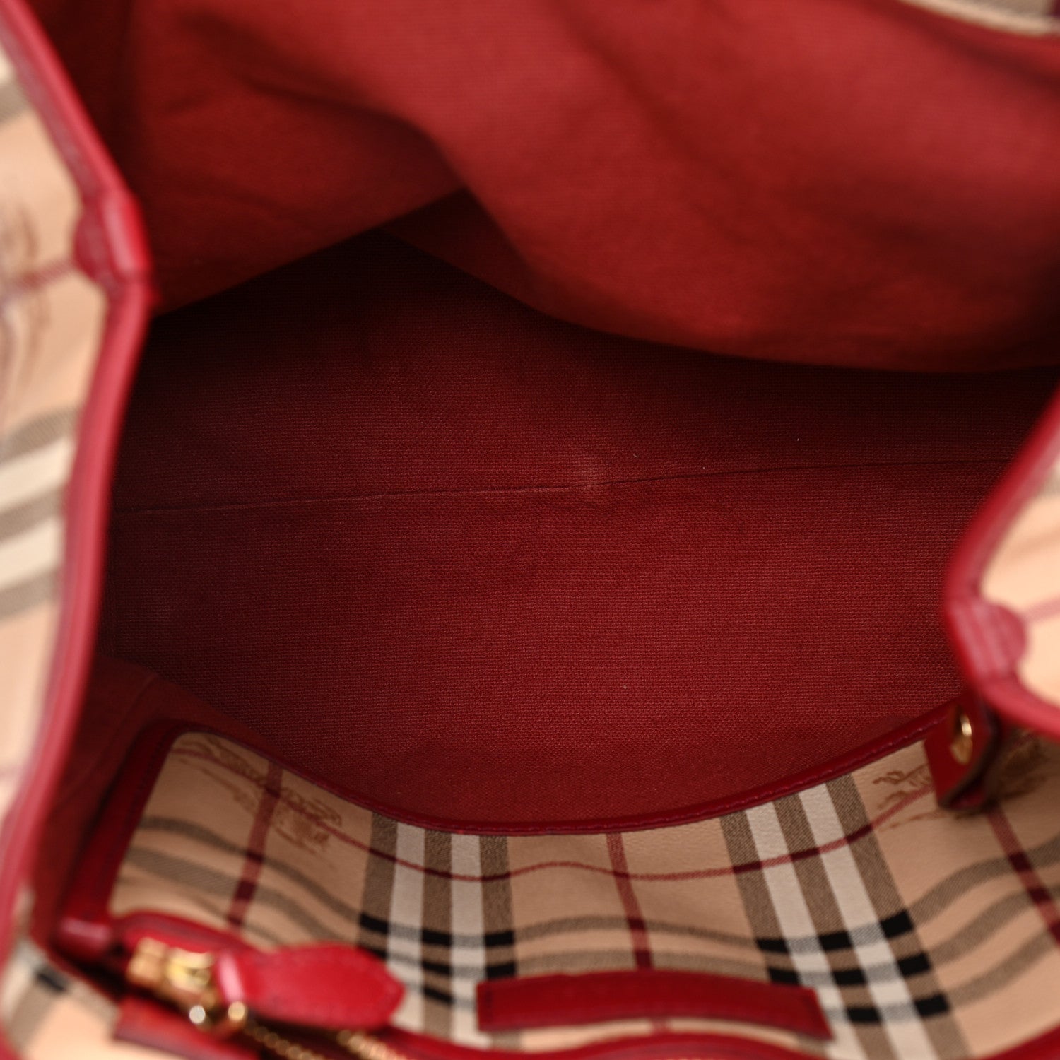 Burberry Haymarket Check Small Canterbury Tote Military Red 5 of 9