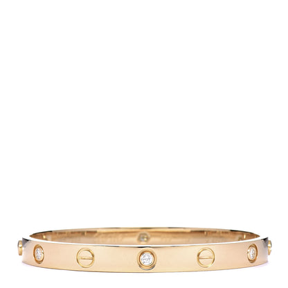 Cartier 18K Yellow Gold 6 Diamond LOVE Bracelet 17 1 of 8