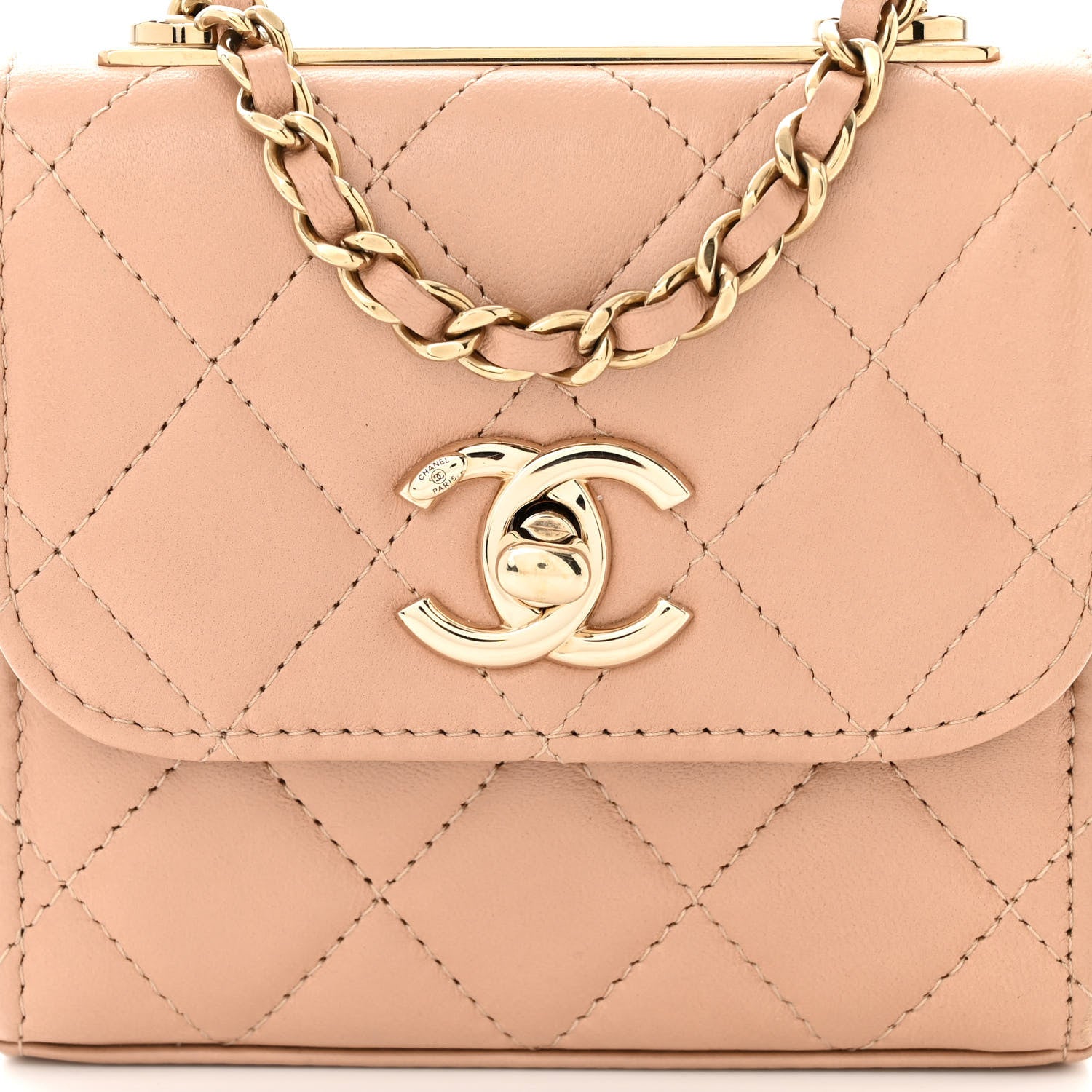 Chanel Lambskin Quilted Mini Trendy CC Clutch With Chain Beige 8 of 10