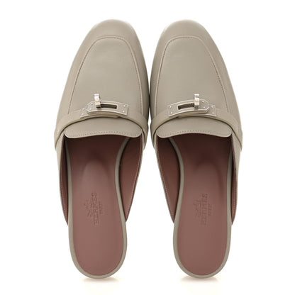Hermes Calfskin Oz Mules 37 Beige Galet 2 of 9