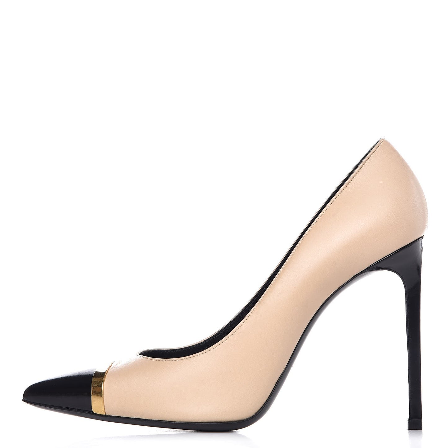 Mat Glossy Nappa Cap Toe Paris 105 Pumps 40.5 Nude Powder Black