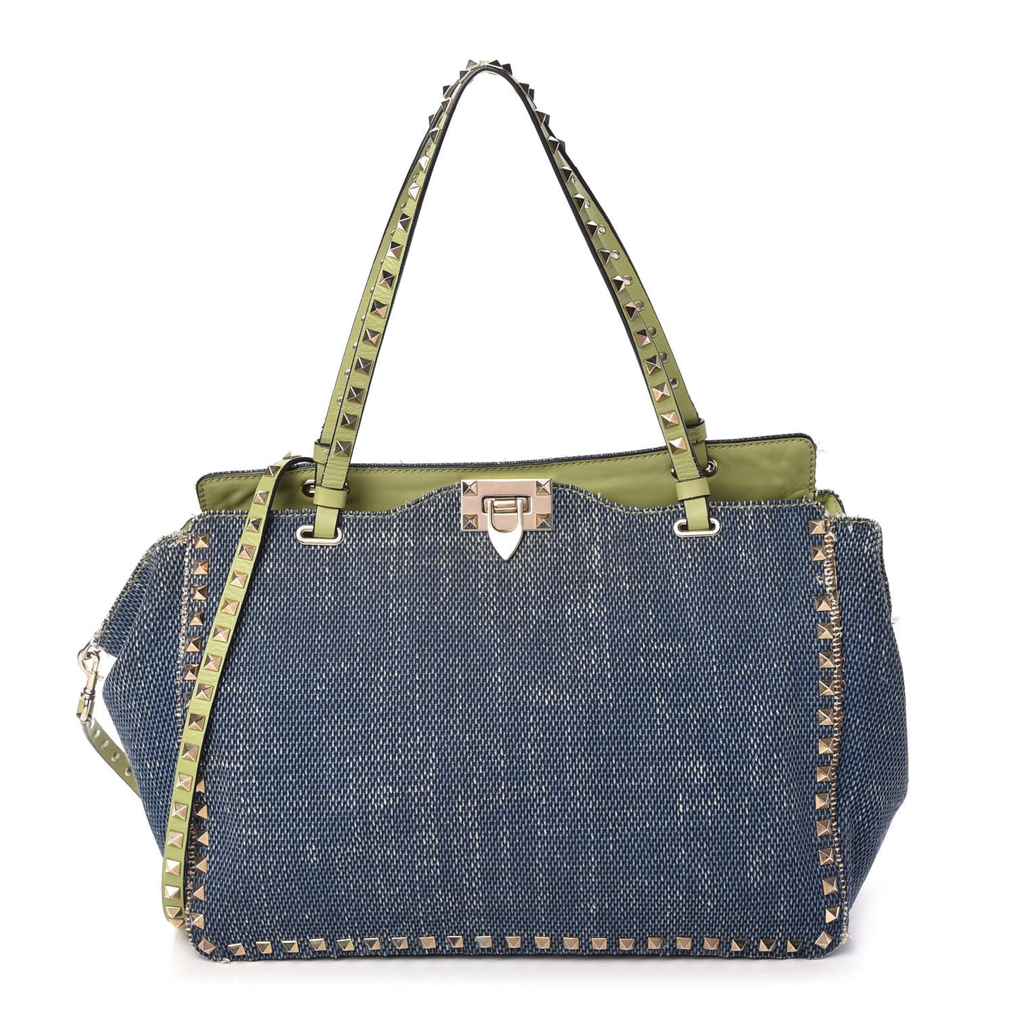 Denim Medium Rockstud Tote Blue Green