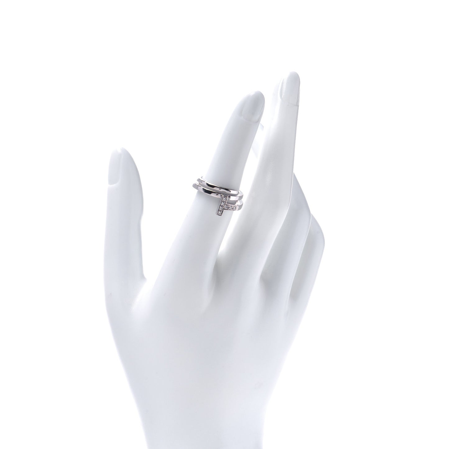 18K White Gold Diamond T Square Wrap Ring 49 4.75