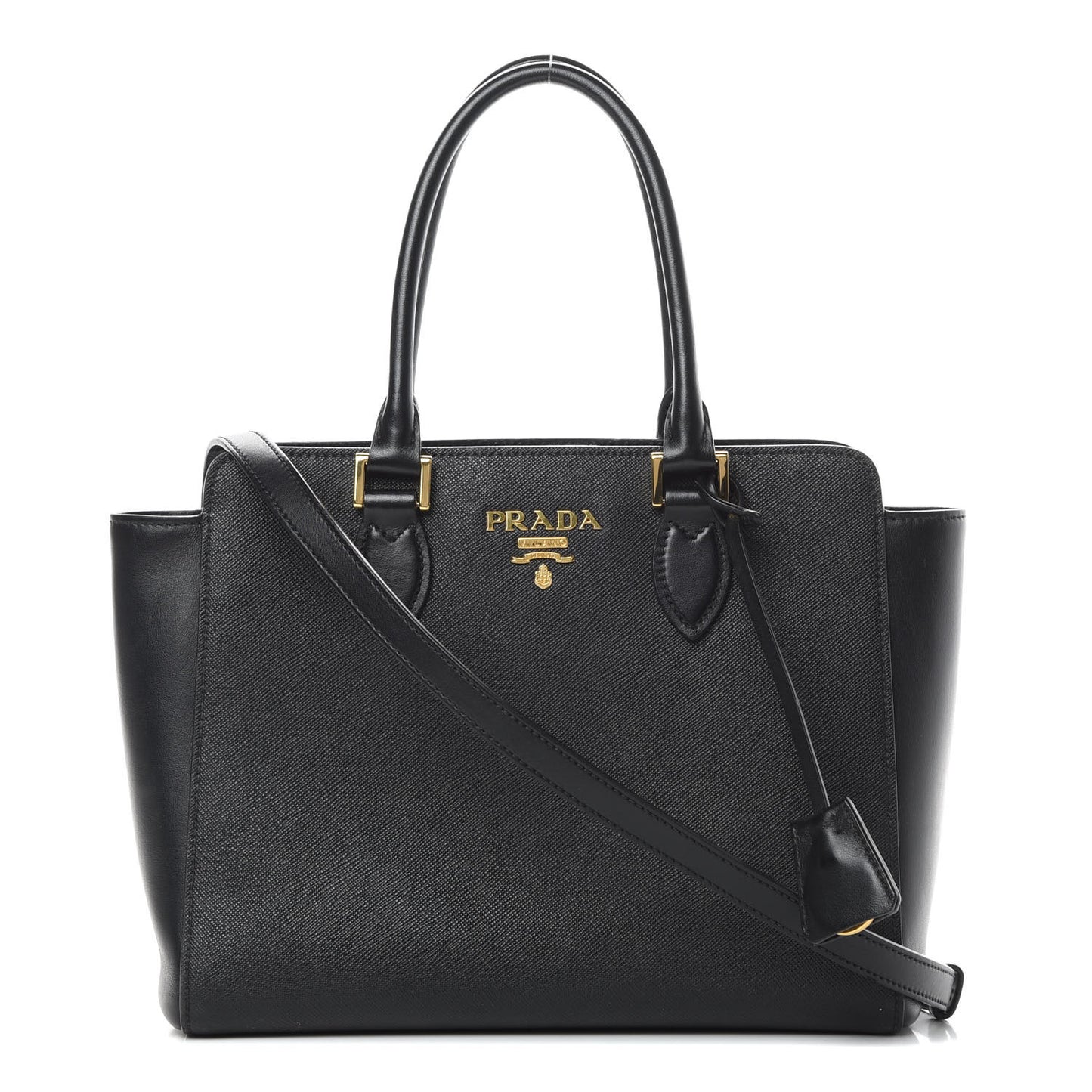 Saffiano Soft Calfskin Zippered Tote Black
