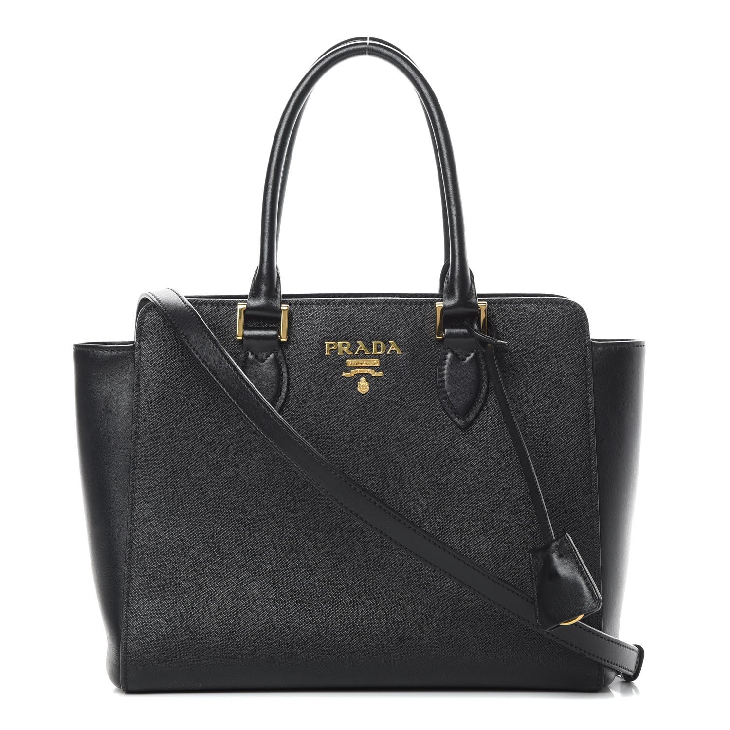 Prada Saffiano Soft Calfskin Zippered Tote Black 1 of 13