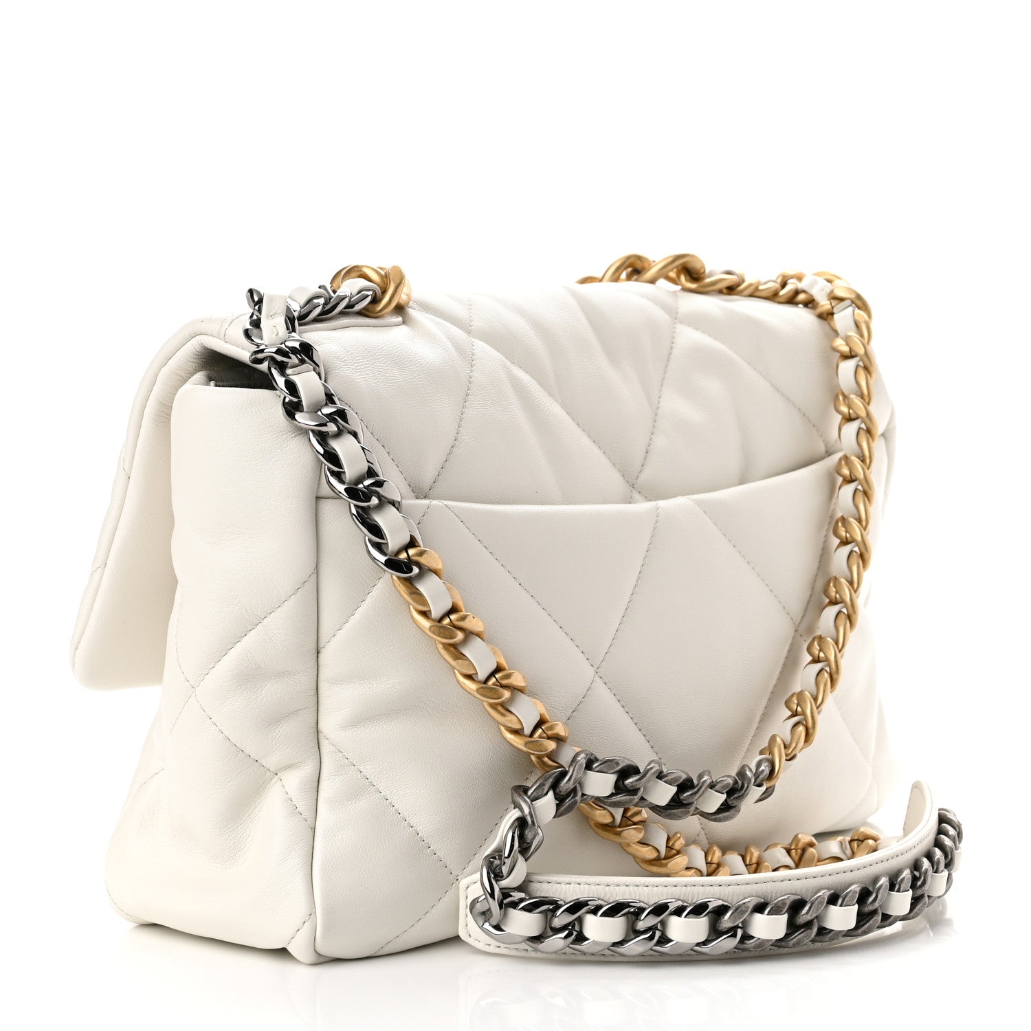 Chanel Goatskin Quilted Large Chanel 19 Flap White 3 of 10