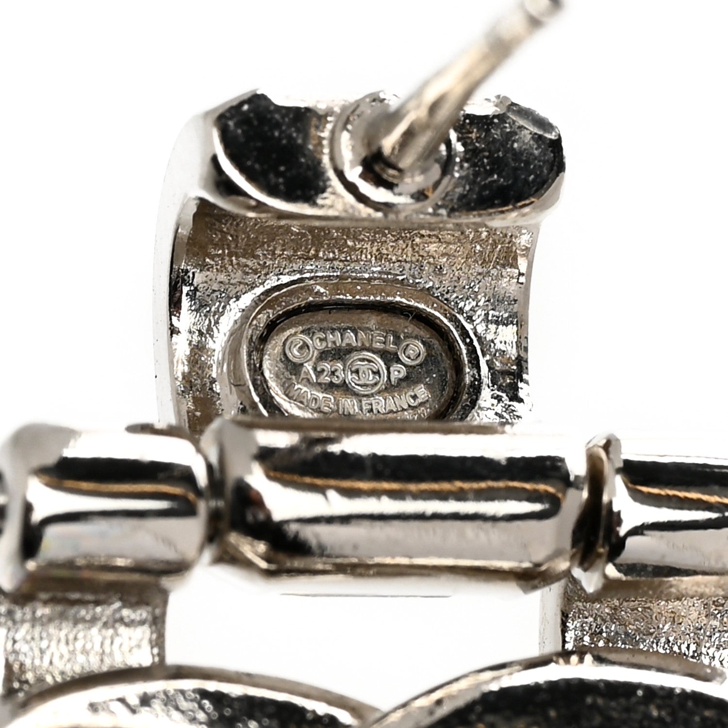 Chanel Crystal CC Drop Earrings Silver 4 of 5
