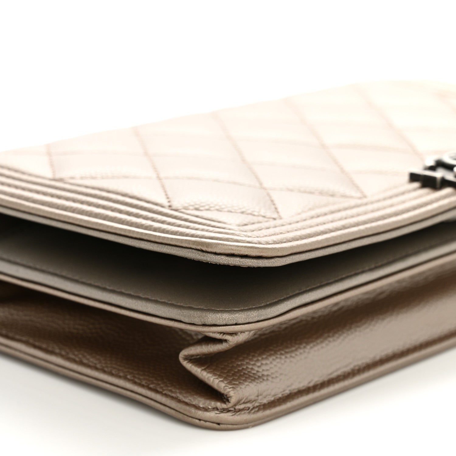 Chanel Metallic Caviar Quilted Boy Wallet On Chain WOC Copper 9 of 13