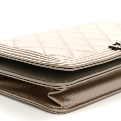 Chanel Metallic Caviar Quilted Boy Wallet On Chain WOC Copper 9 of 13