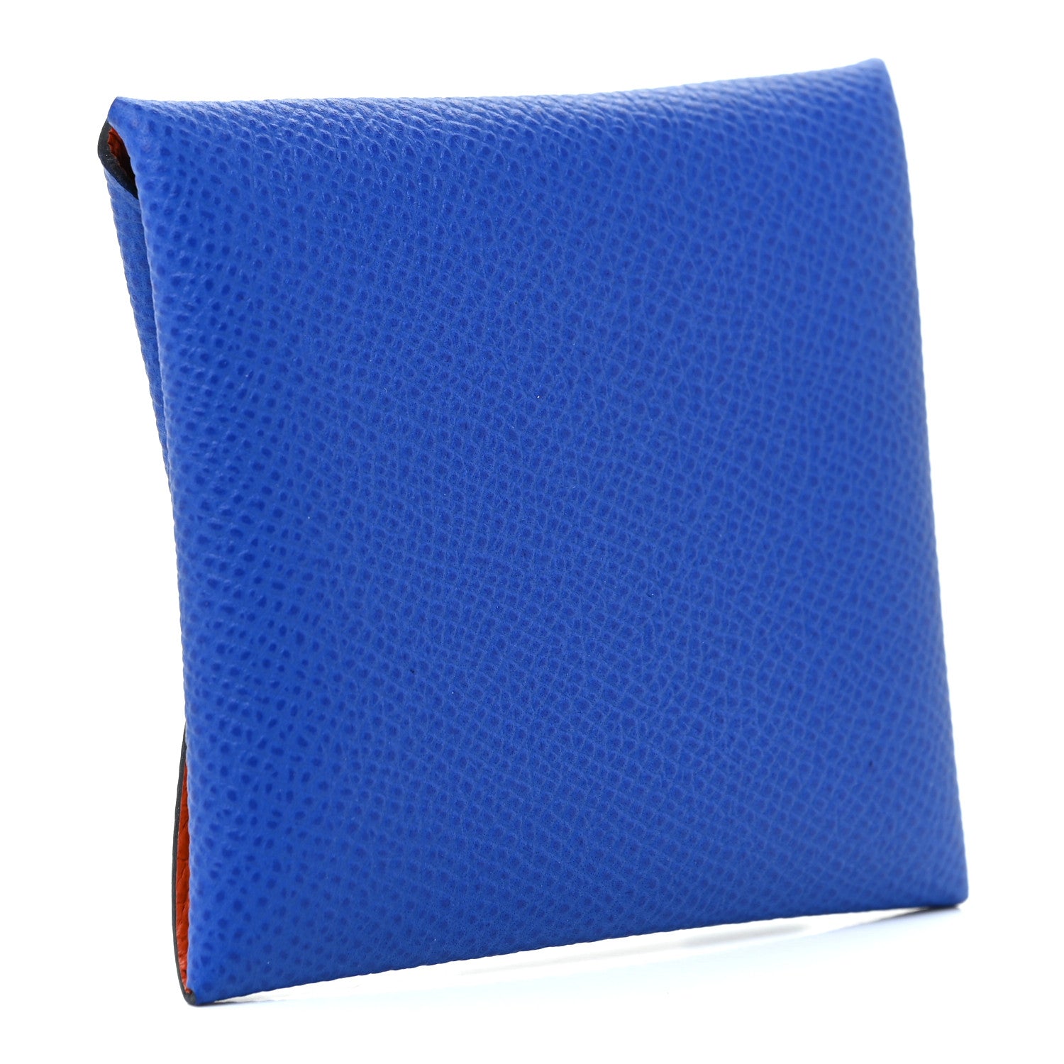 Hermes Epsom Bastia Verso Coin Purse Bleu France Orange 3 of 10