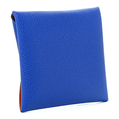 Hermes Epsom Bastia Verso Coin Purse Bleu France Orange 3 of 10