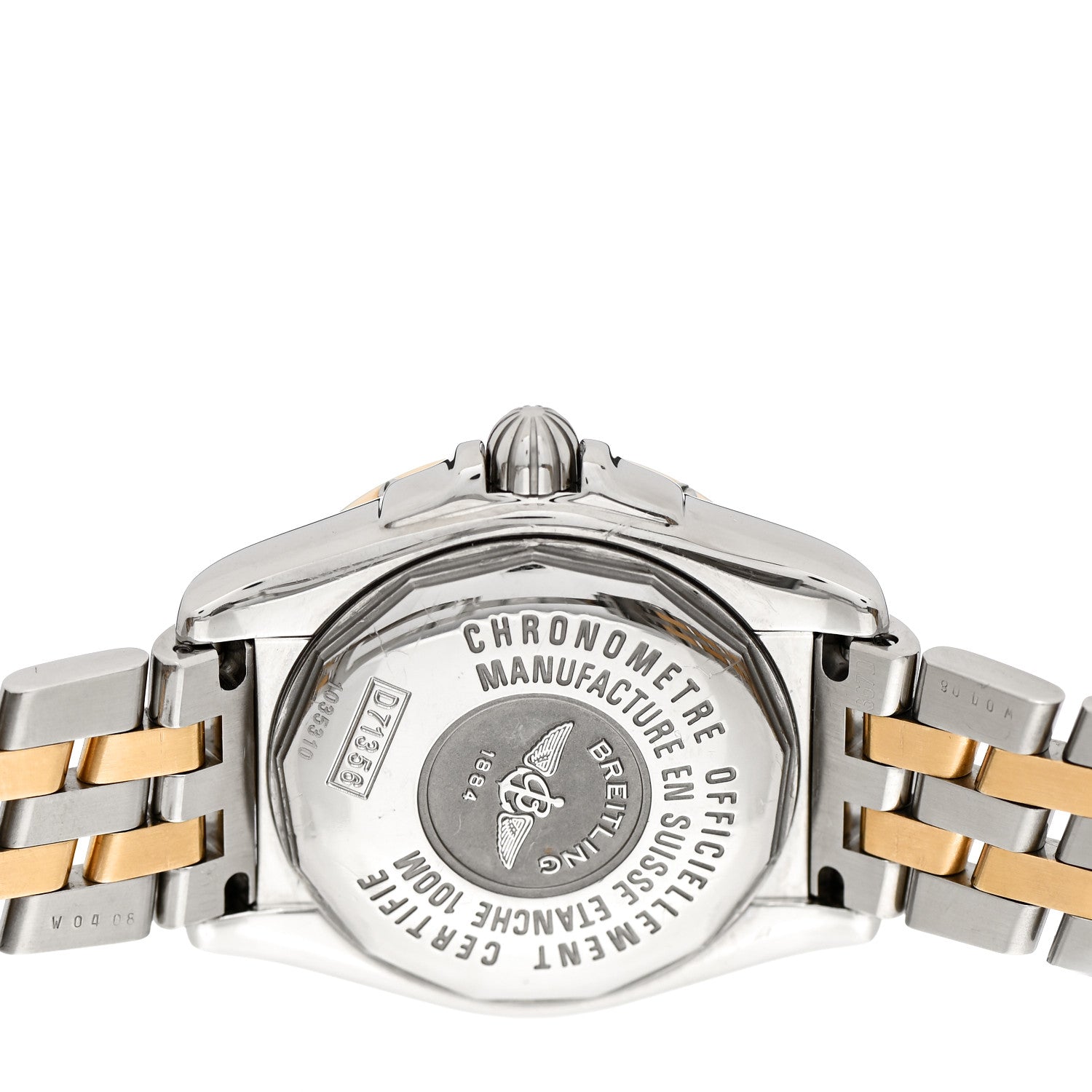 Breitling Stainless Steel 18K Yellow Gold Diamond Bezel 30mm Cockpit Quartz Watch Champagne D71356 4 of 4