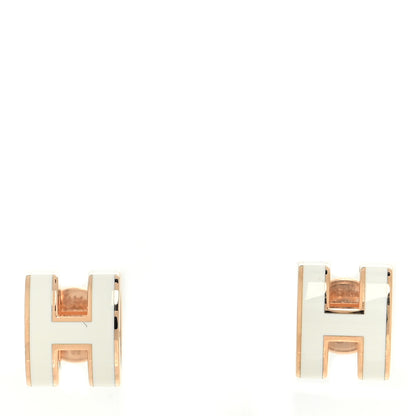 Hermes Gold Lacquered Mini Pop H Earrings White 1 of 5