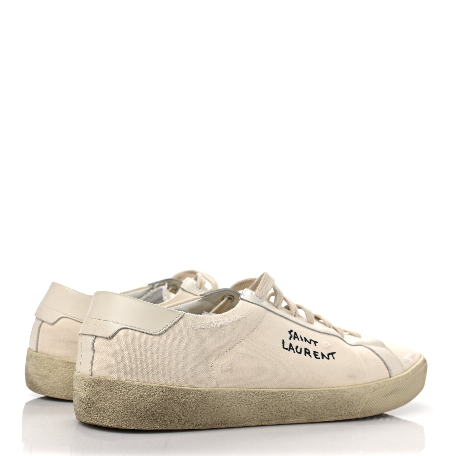 Saint Laurent Distressed Canvas Court Classic Sneakers 41 Panna 4 of 16