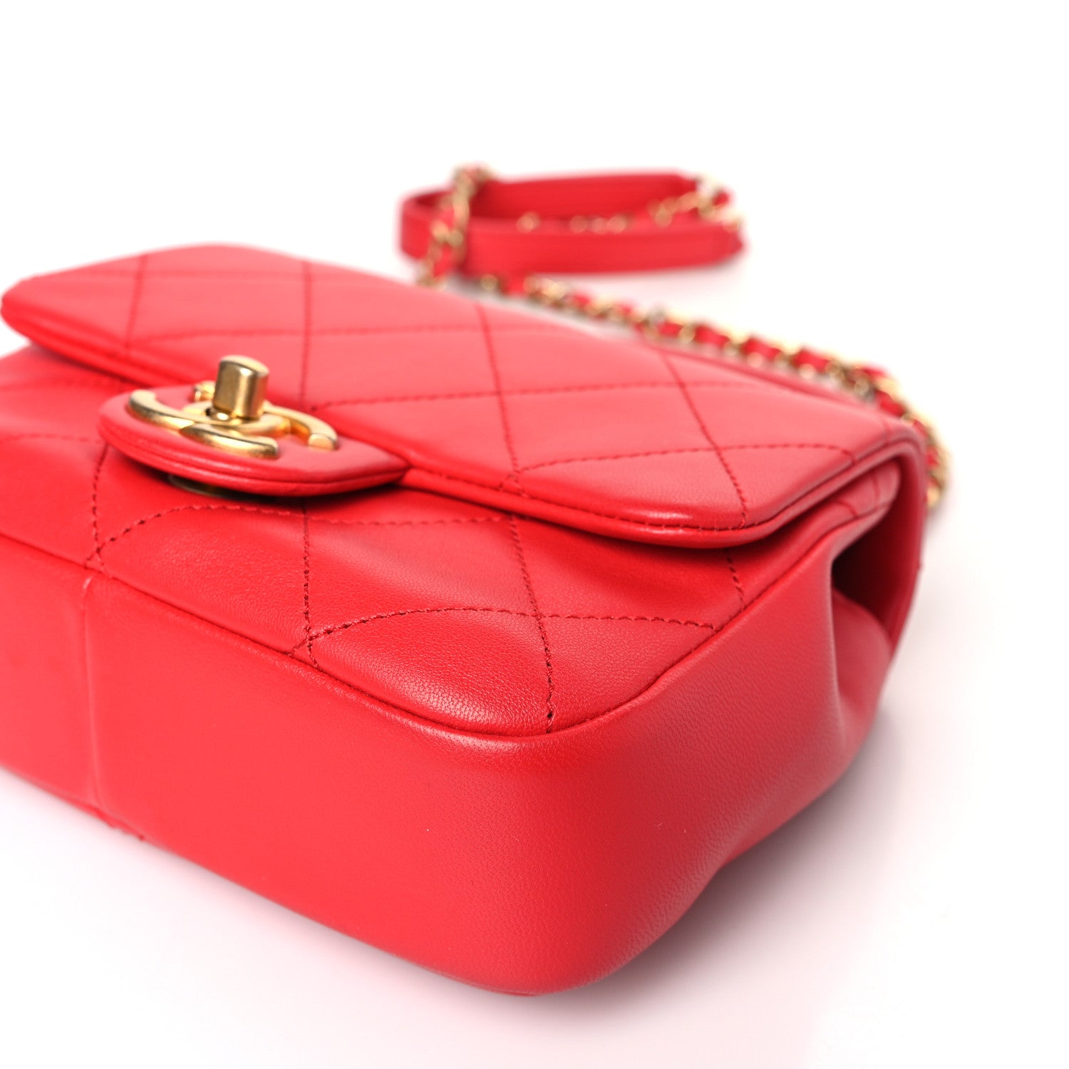 Chanel Lambskin Quilted Small In The Loop Handle Flap Bag Red 9 of 11