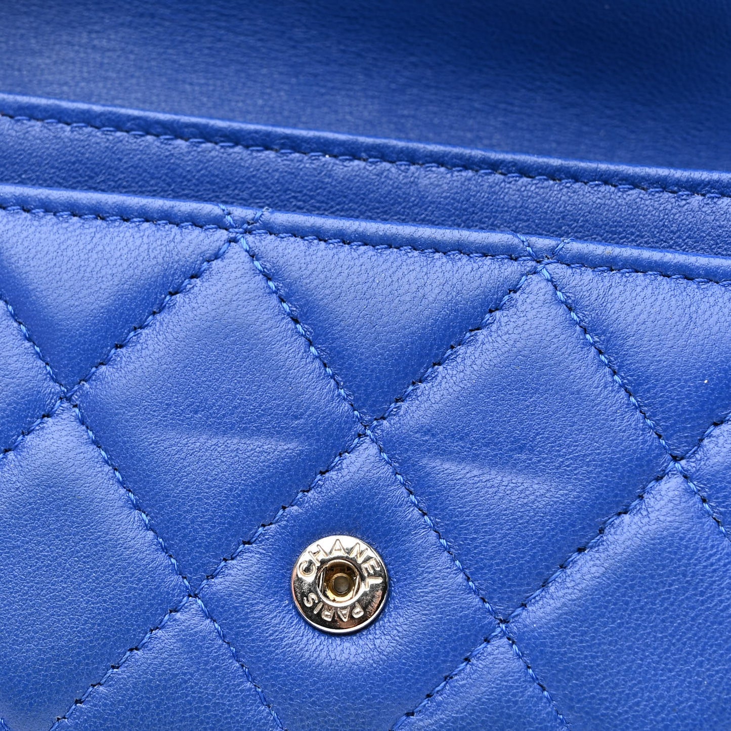 Lambskin Quilted Flap Card Holder Royal Blue