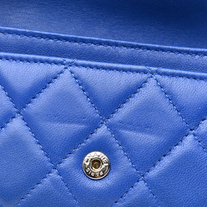 Chanel Lambskin Quilted Flap Card Holder Royal Blue 13 of 14