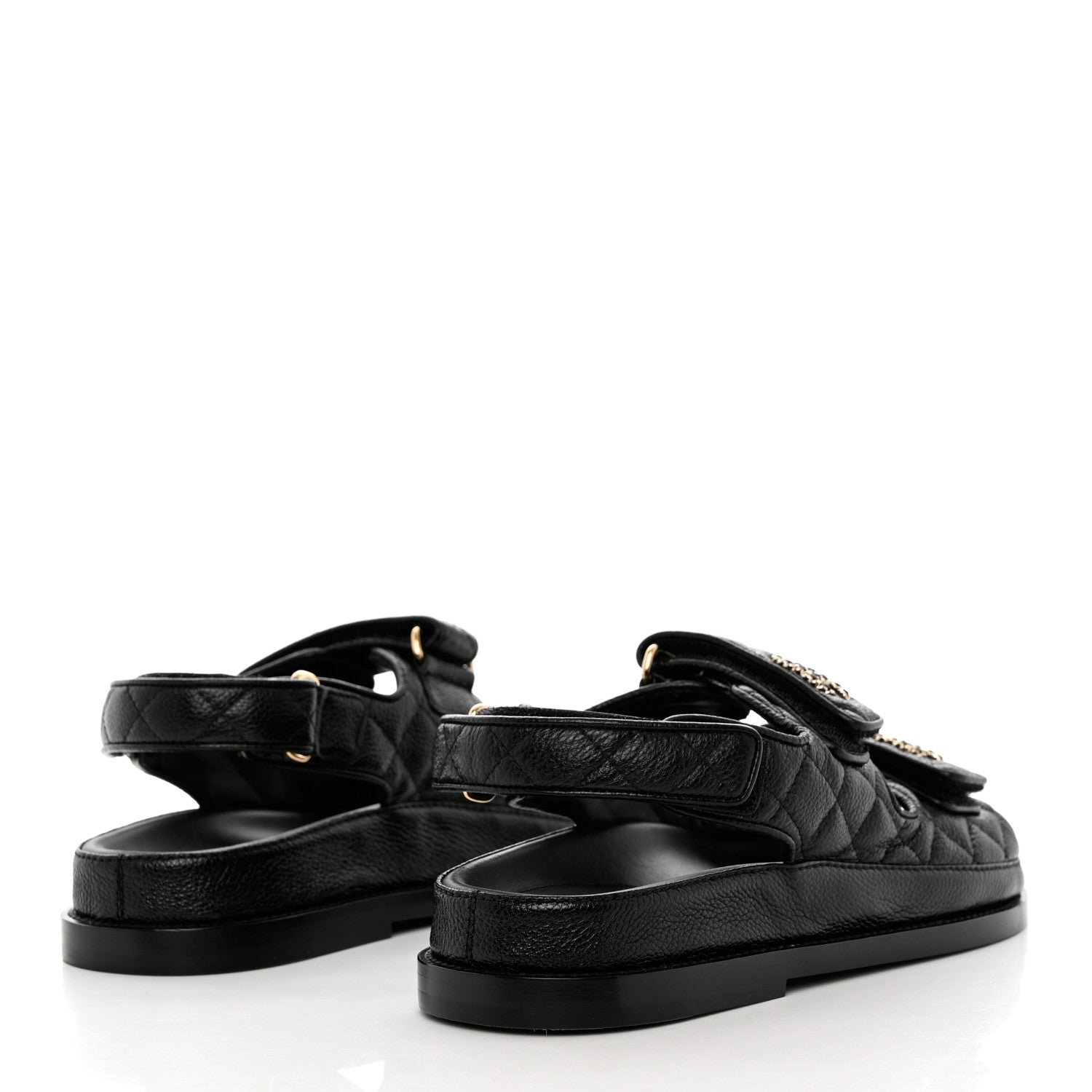Chanel Grained Calfskin Velcro Dad Sandals 36 Black 4 of 9