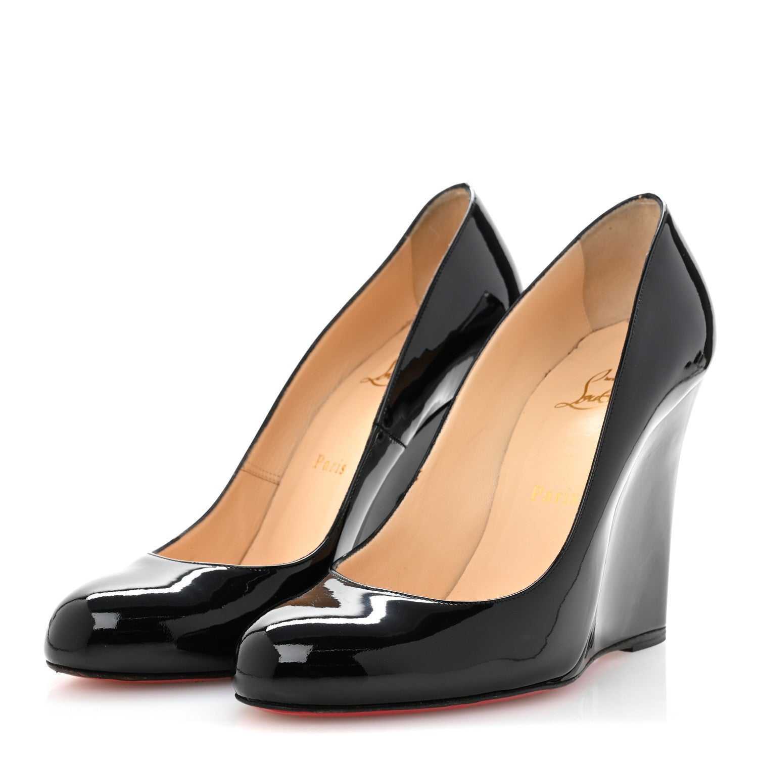 Christian Louboutin Patent Ron Ron Zeppa 80 Wedges 39 Black 4 of 10