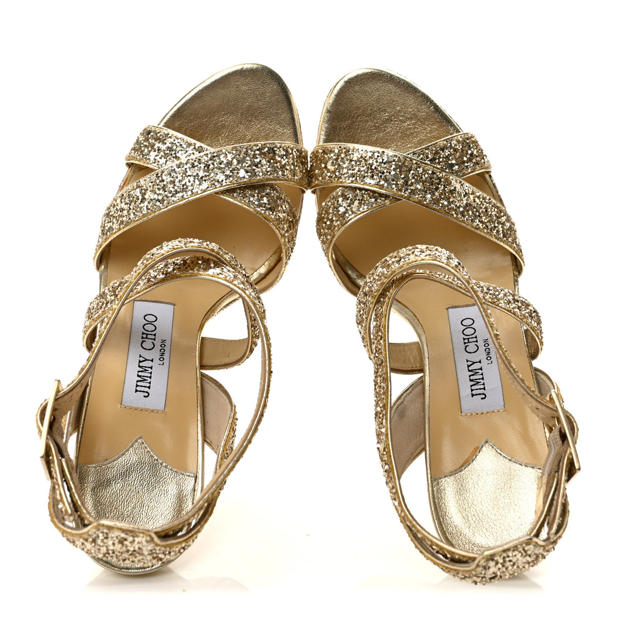 Jimmy Choo Glitter Vamp Platform Sandals 37 Gold 2 of 11
