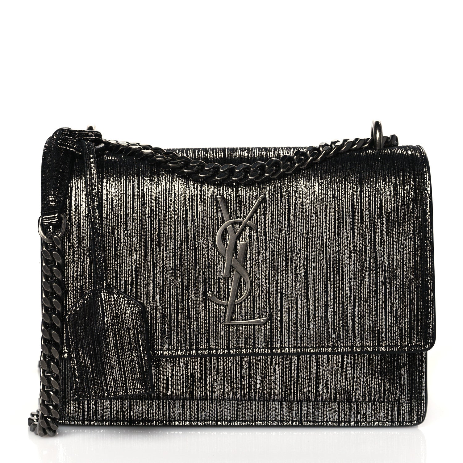 Saint Laurent Metallic Lambskin Lame Small Monogram Sunset Black Platine 1 of 10